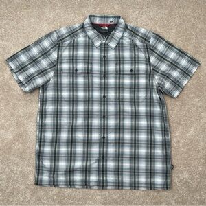 North Face Shirt Large Gray Button Up Plaid Short Sleeve Preppy Outdoor Men